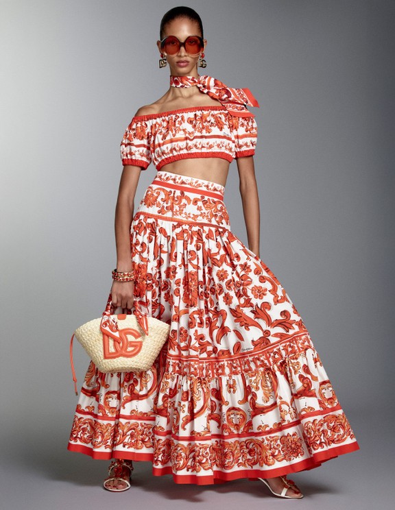 超美品Dolce&Gabbanaガウチョ　鍵編み　春夏　リゾート　旅行 Women's Maiolica Arancione Collection | Dolce&Gabbana
